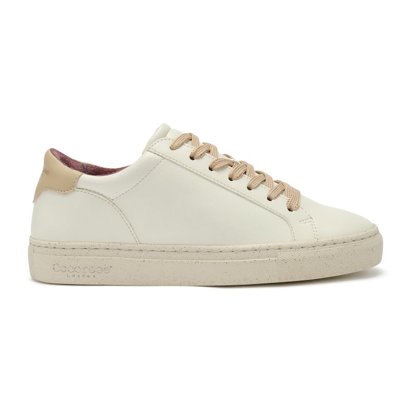 Plant-powered 'Kew' vegan trainer from Cocorose London, in white with beige heel tab