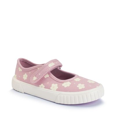 Lemonade Dusty pink flower girls single bar rip-tape canvas shoes