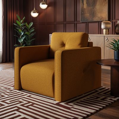 Solace+Co Wilfie Chenille Armchair - Mustard
