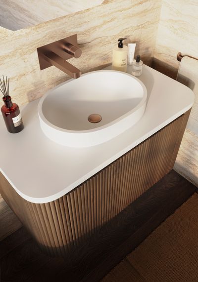 Linea Curve 900 Unit - Walnut