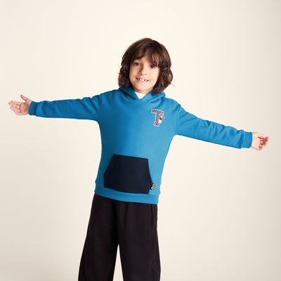 Masham Shaun the Sheep Kids Supersoft Overhead Hoodie - Bondi Blue