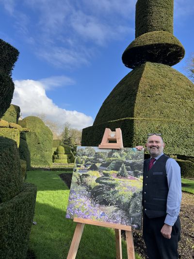 Artist Bob Sutcliffe at Levens Hall and Gardens, Cumbria