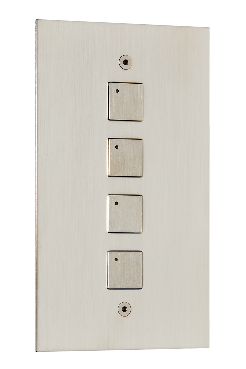 4 gang vertical buttons with LEDs, satin nickel finish