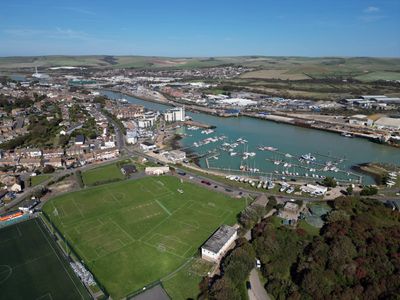 Aerial view of Newhaven recreation area and port.JPG