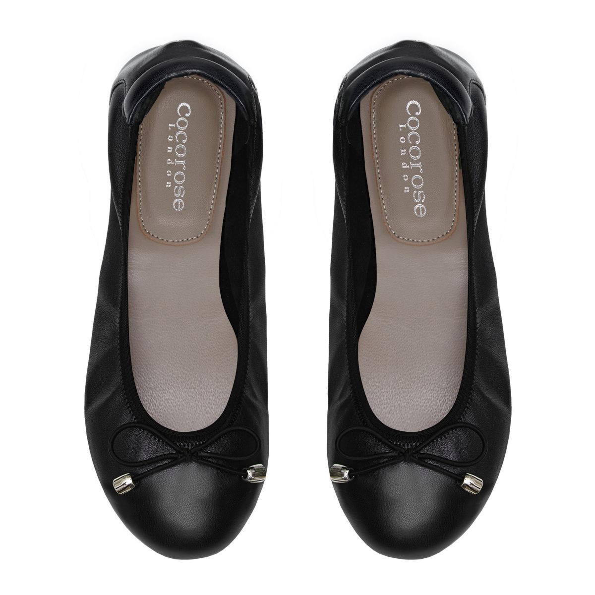 Sandringham black leather ballerinas from Cocorose London