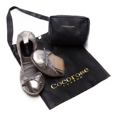 Sandringham silver leather ballerinas