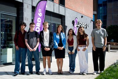 Alex Pal, Adam Jones, Jamie Suggett, Telford 6th Vice Principal Clare Snik, Zunairah Altaf, Amy Stephens and Jack Holmes Medicott.jpg