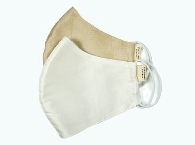 White and Gold silk face masks from Cocorose London