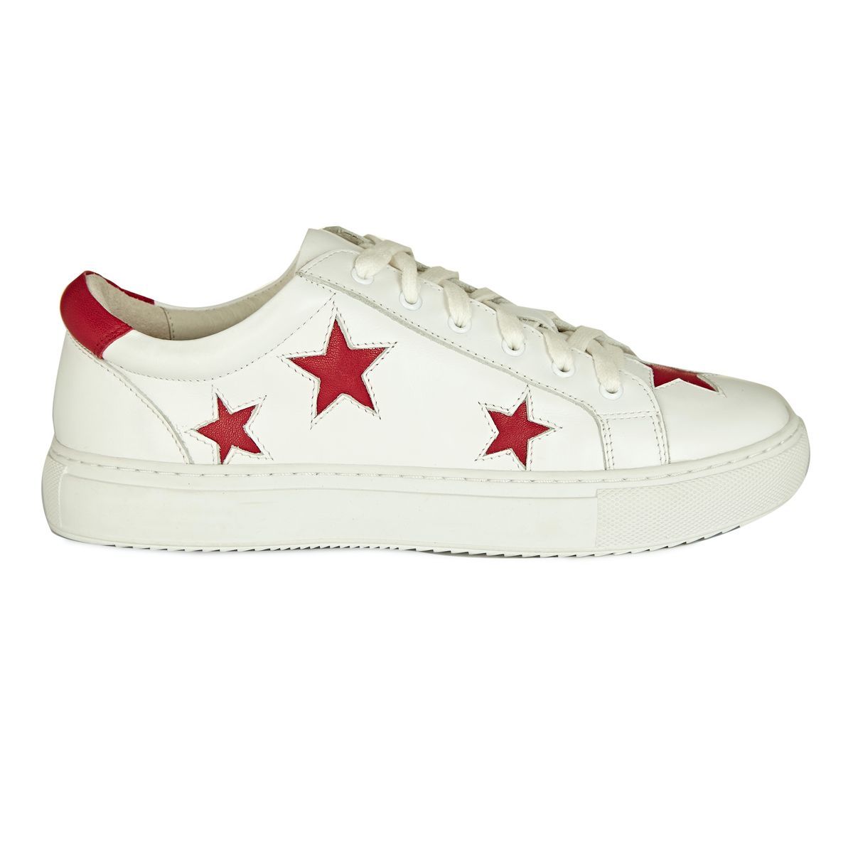 Hoxton White with Red Stars trainers