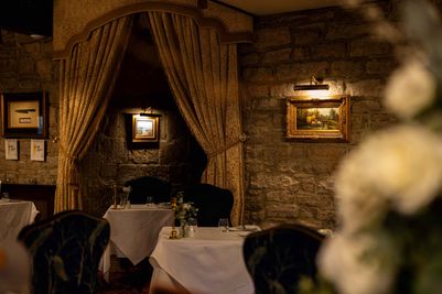 The  Josephine's Restaurant at Langley Castle Hotel, Northumberland, UK