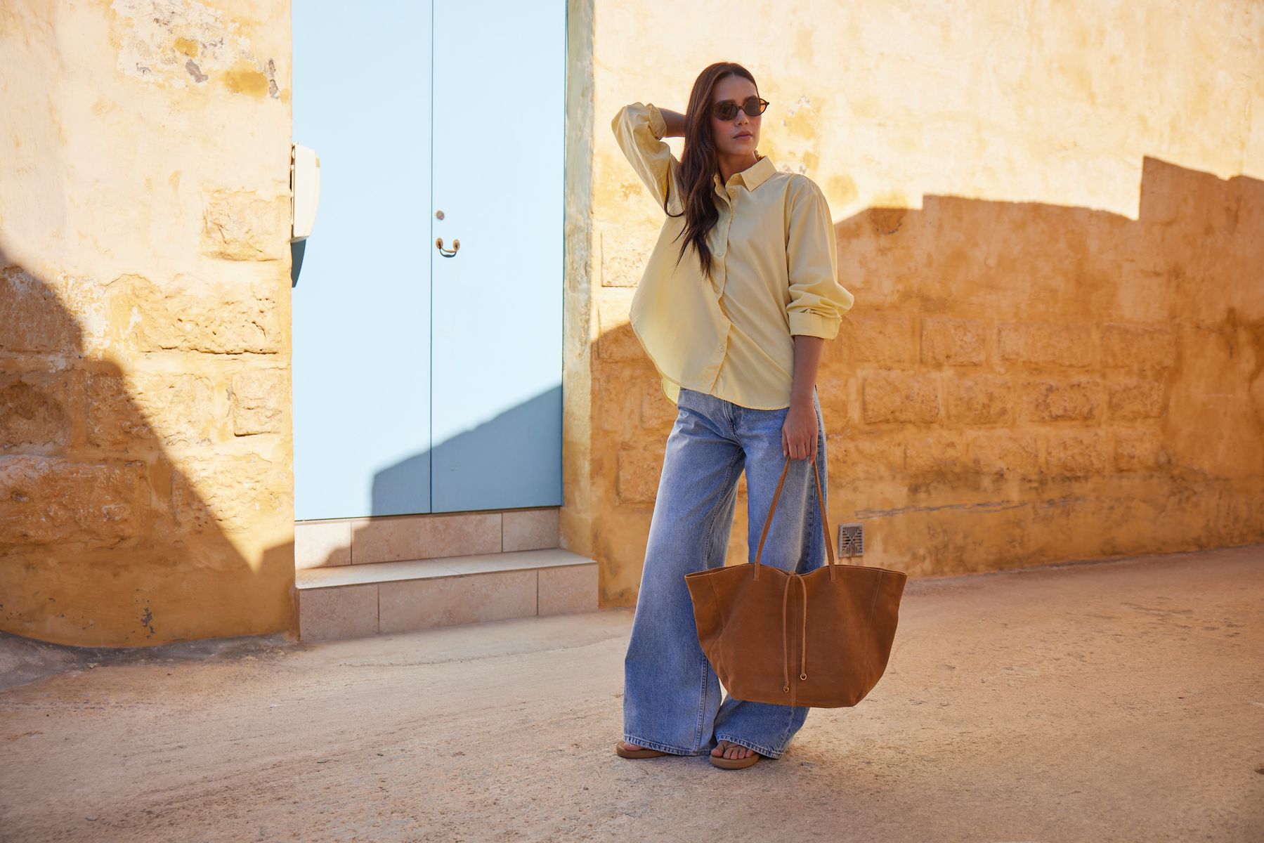 Marnie Womens 100% Cotton Oversized Shirt - Butter Yellow