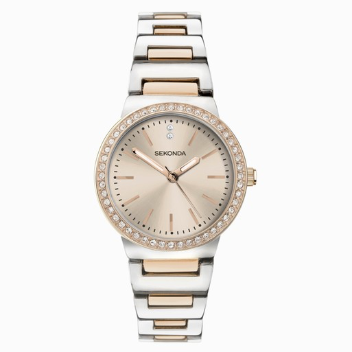 Sekonda Amelia watch with two tone case and rose dial