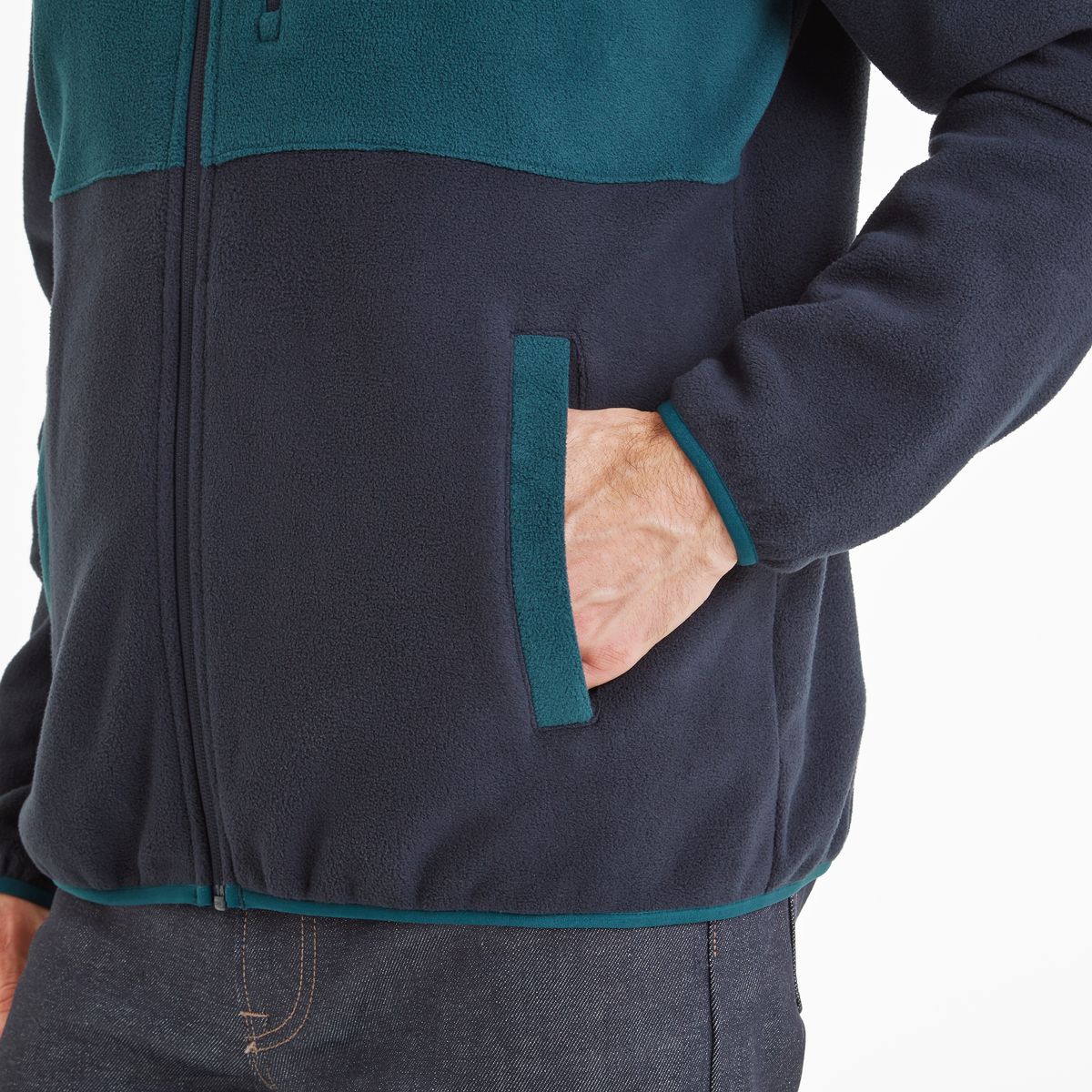 Banwell Men's Microfleece Jacket - Dark Indigo/Petrol Green
