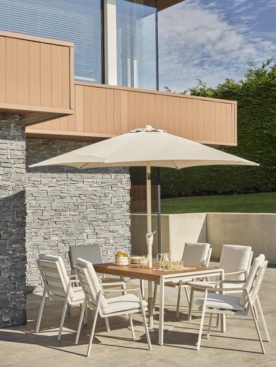 Leena 6 Seat Dining Set with Parasol