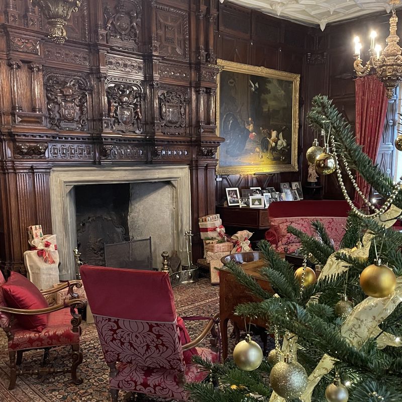 The Great Hall at Levens Hall and Gardens, decorated for Christmas, 