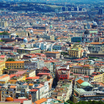 View of Naples and the colourful city from above.