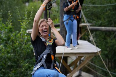 Woman on the zipwire