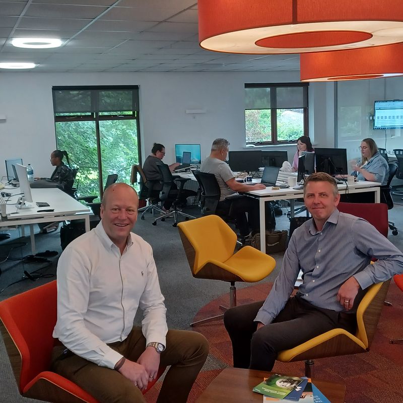 Roger Gaunt and Paul Howley (the first broker from the Gauntlet Brokerage Builder programme) outside the Gauntlet Group HQ in Leeds.