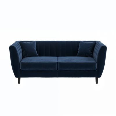Solace+Co Remi 2 Seater Mid Century Sofa Navy Velvet