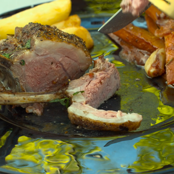 Roasted lamb cooked in a Valoriani woodfired oven.  Perfect for Easter or any other time during the year.