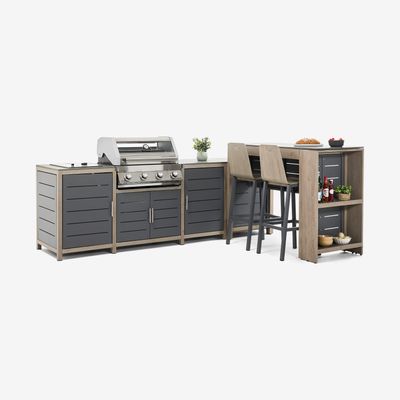 Savannah Modular Outdoor 4 Burner Kitchen Set and bar