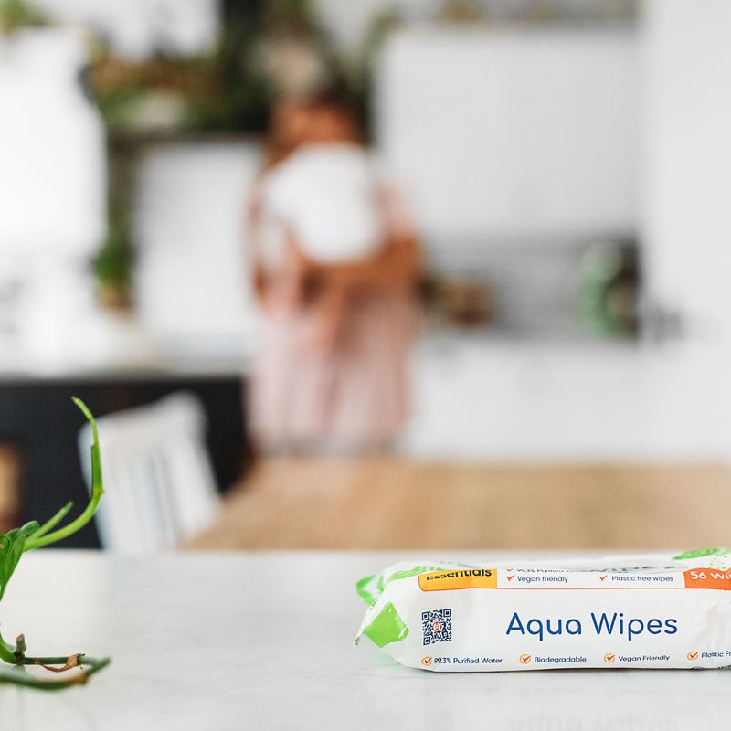 NEW Aqua Wipes Essentials clean with kindness.