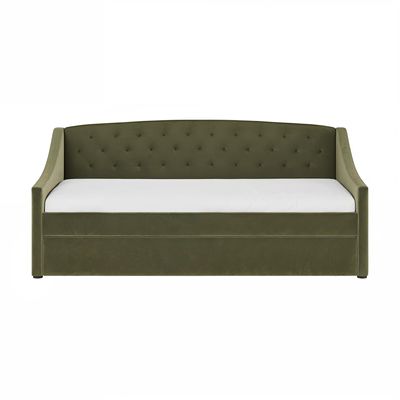 Flair Aurora Daybed with Trundle Khaki Green Velvet