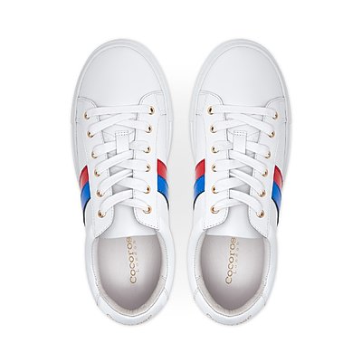 Cocorose London Hoxton Stripes Blue and Red Leather Trainers