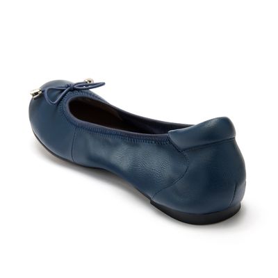 Sandringham Navy Leather Ballet Flats from Cocorose London