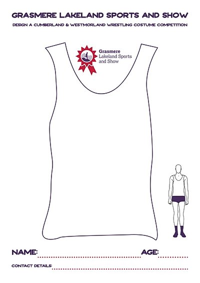 Template for the Design a Cumberland and Westmorland Wrestling Costume competition at Grasmere Lakeland Sports and Show, 2023.