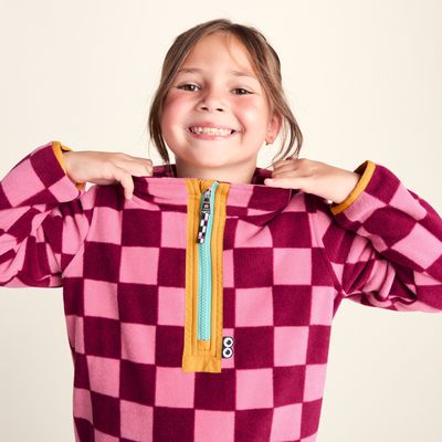 Brecknock Kids Shaun the Sheep Fleece Zip Neck - Candy Floss/Beetroot Red