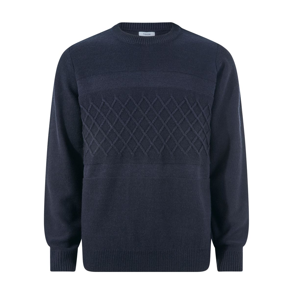Bart Mens Textured Cable Knit Jumper - Deepest Blue
