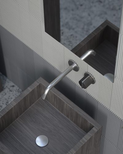 Wall Mounted Basin Tap in Silver Steel