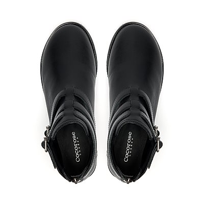 Hampstead Black Leather Ankle Boots With Three Straps & Zip from Cocorose London