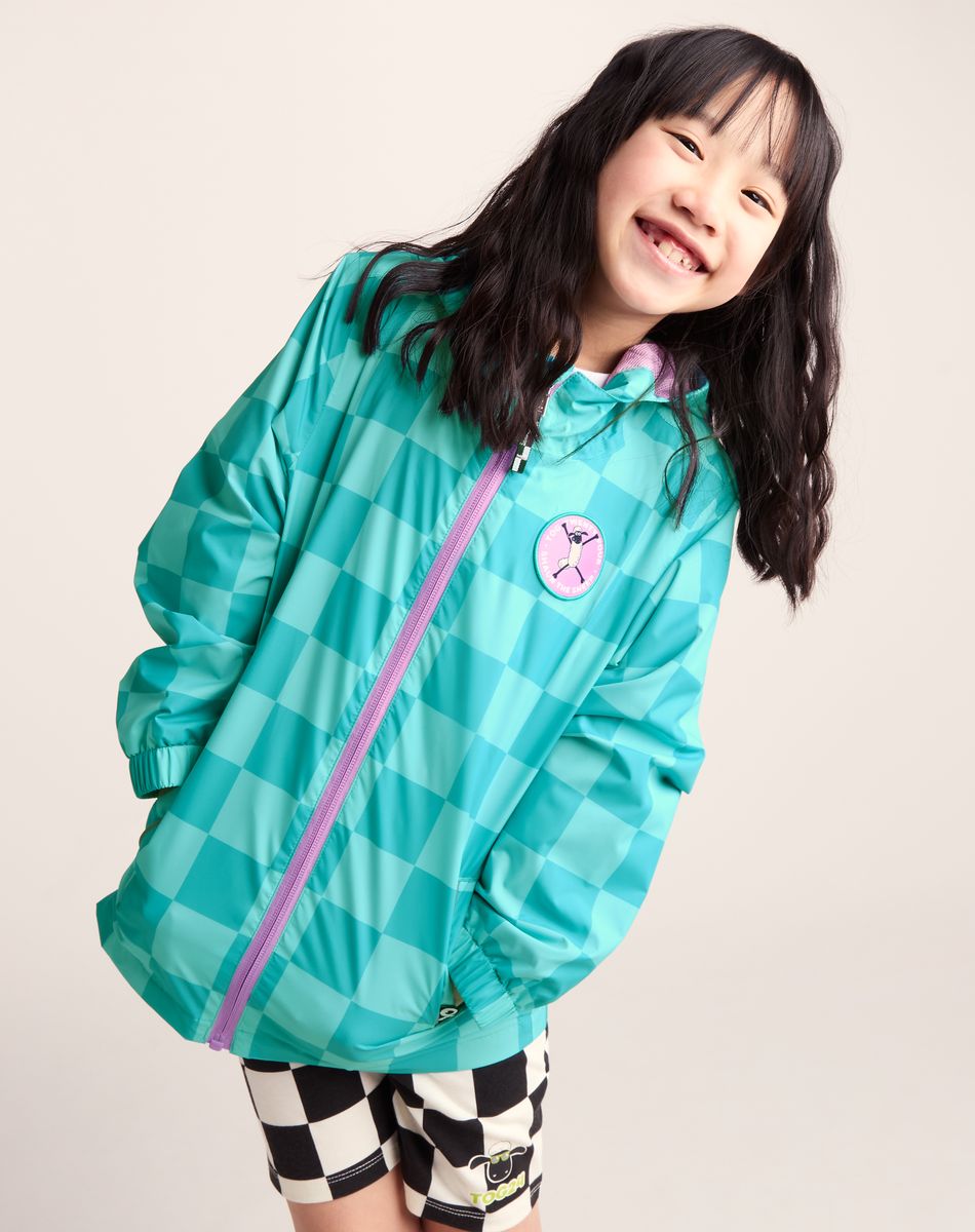 Cohampshire Kids Shaun the Sheep Waterproof Jacket - Spearmint/Bubblegum Checkerboard