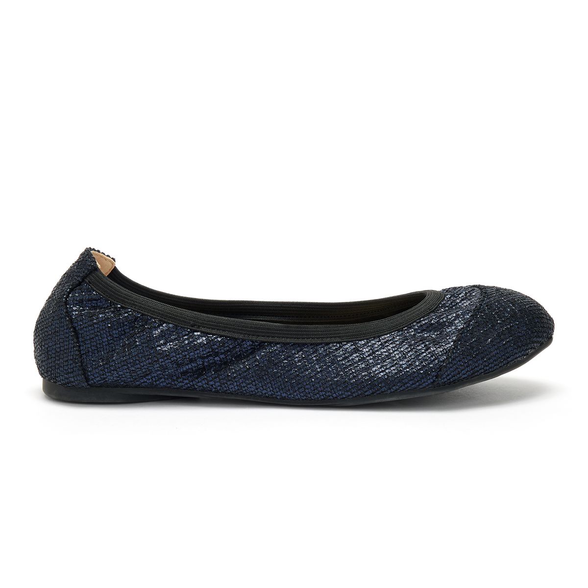 Barbican Navy Metallic Fold Up Ballet Flats from Cocorose London