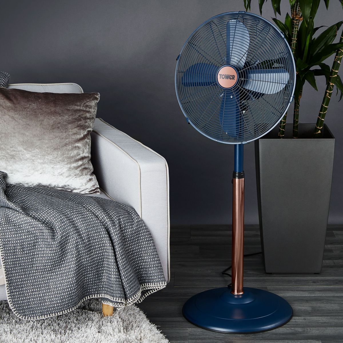 T643000MB Tower Cavaletto 16 Inch Pedestal Fan Midnight Blue and Rose Gold.jpg
