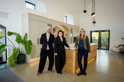 Kitchens International's Graham Johnston, Owner & CEO and Carol Cameron, Head of Design with Chef Sarah Rankin. 