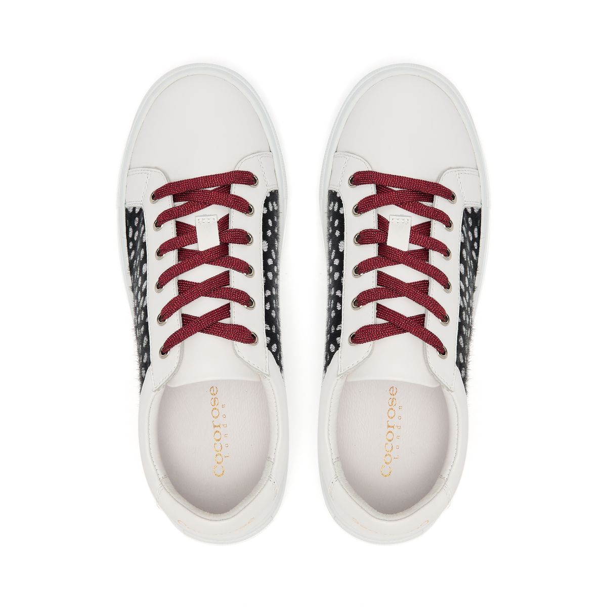 Hoxton White With Black and Silver Leopard Leather Trainers from Cocorose London