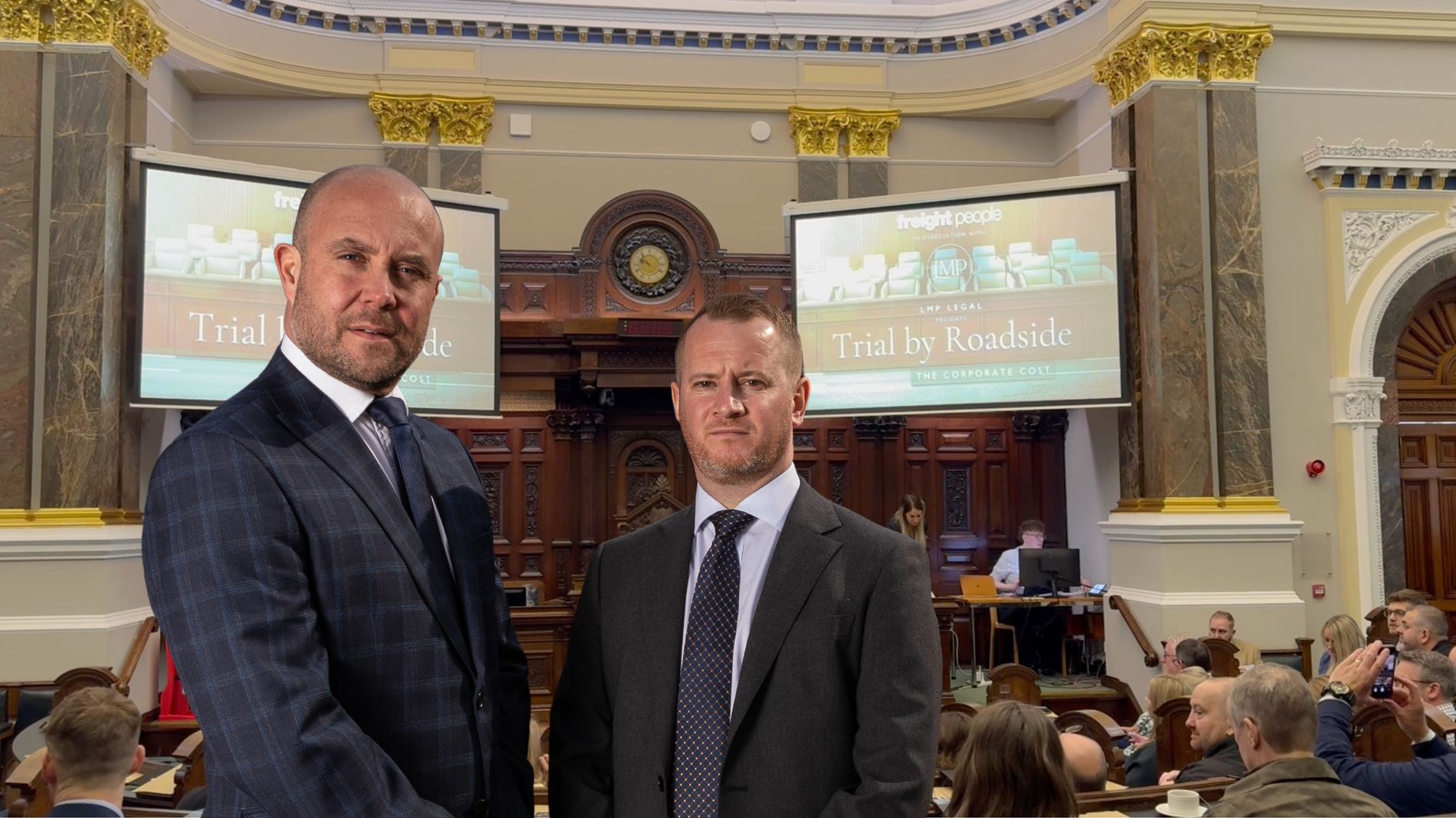 Paul Coates and Ian McCarron, two directors of McCarron Coates, the lead sponsors of Trial by Roadside, in Birmingham, in January 2025.
