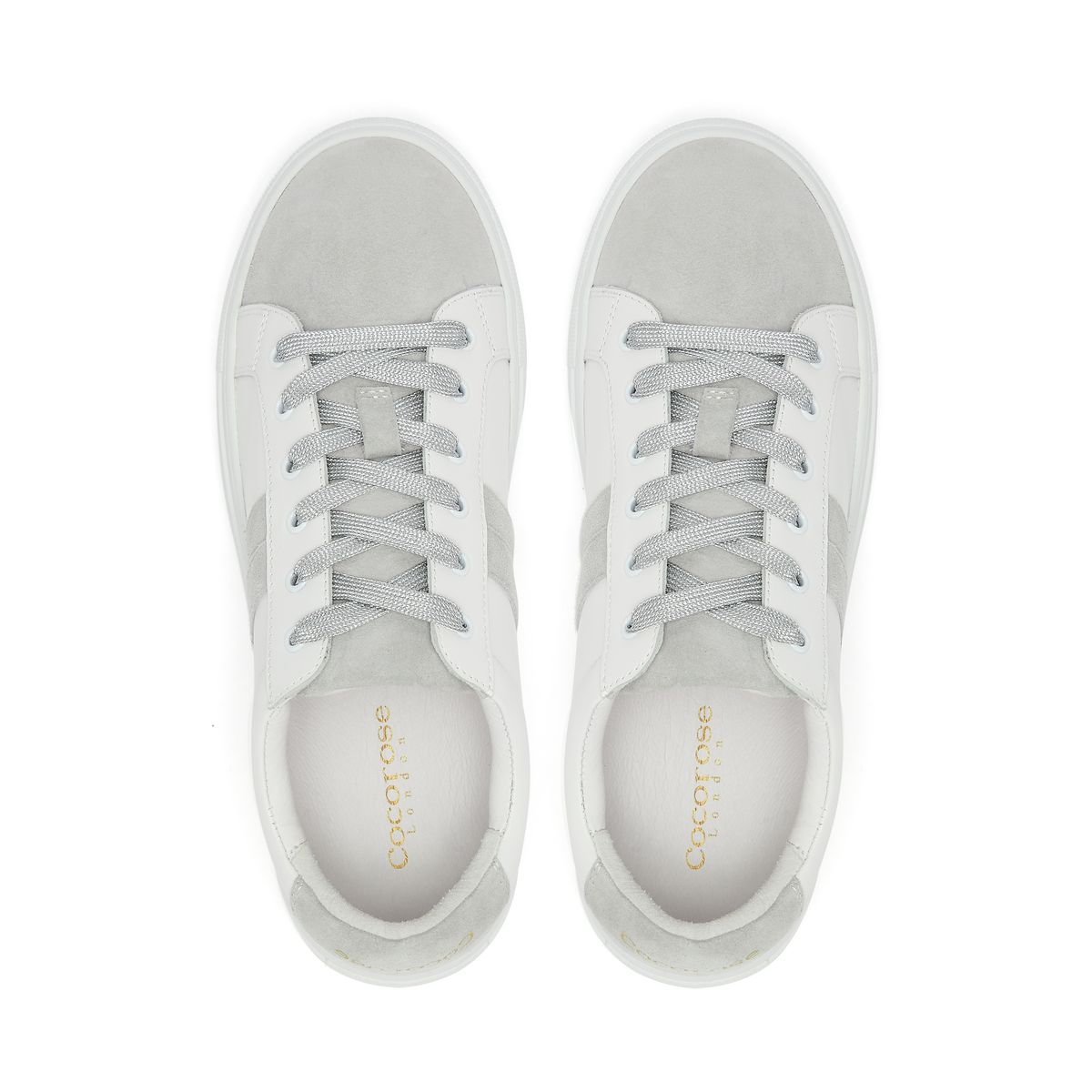 Hoxton Stripes White and Grey Trainers from Cocorose London