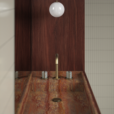 Deck Mounted Basin Tap in Warm Brass