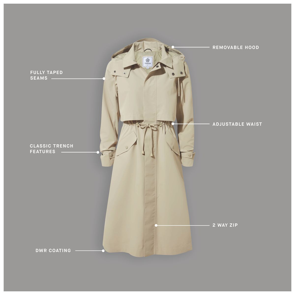 Alva womens waterproof jacket - taupe