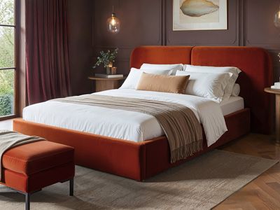 Solace+Co Lena Ottoman Bed Burnt Orange Velvet