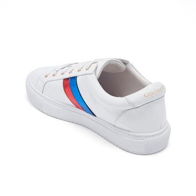 Cocorose London Hoxton Stripes Blue and Red Leather Trainers