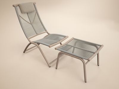 SOLACE+CO Esen Garden Lounge Chair with Footstool Beige