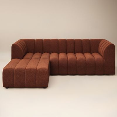 Solace+Co Halle 3 Seater Sofa with Footstool Chenille - Orange