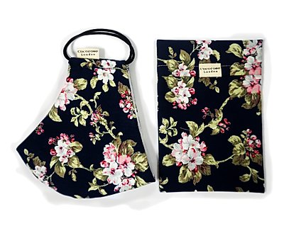 Cocorose London Floral Print Navy cotton face mask