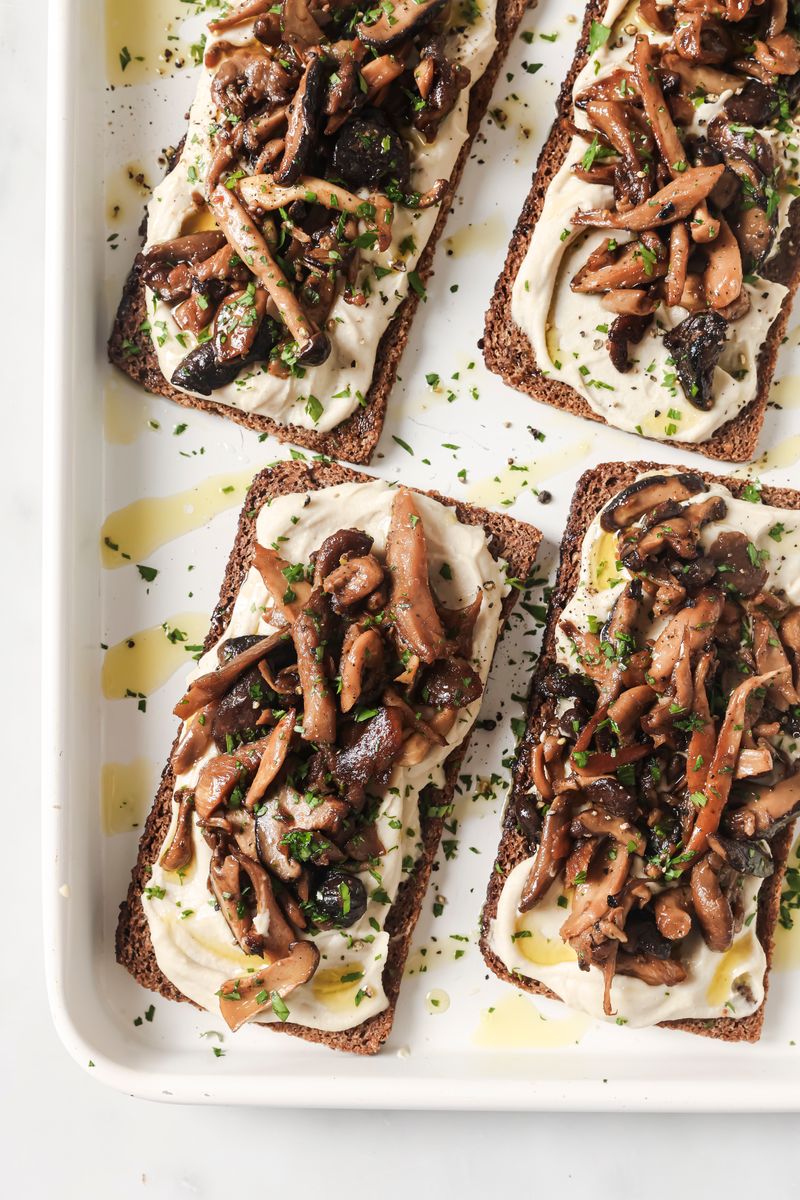 Miso Mushroom and Butterbean Hummus on Rye Toast