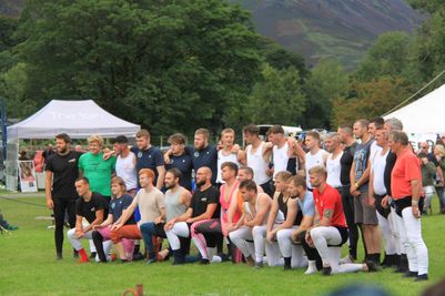 The line-up for the World Championship competition in the All Weights division of the 2023 Cumberland and Westmorland wrestling competition at Grasmere Lakeland Sports and Show